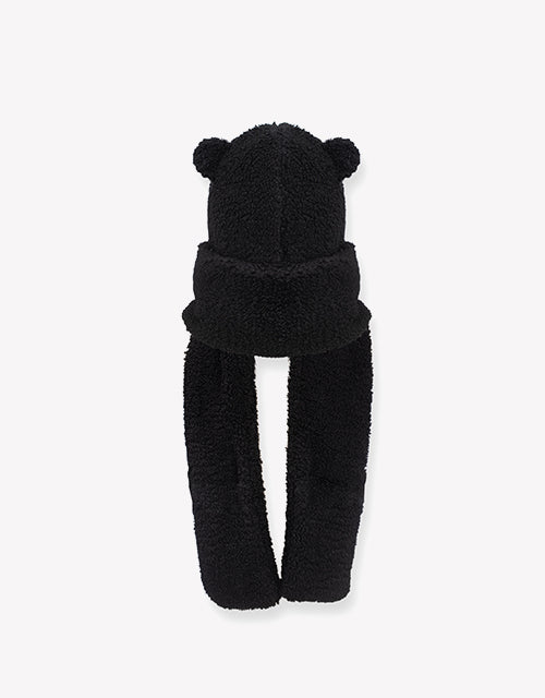 3 In 1 Bear Plush Hat In Black